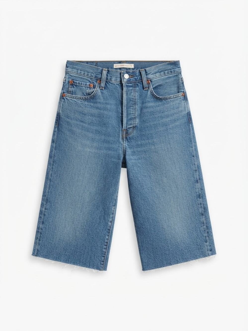 Levi's Ribcage Straight Ankle Jeans Womens 25 Blue Denim Raw Hem High Rise